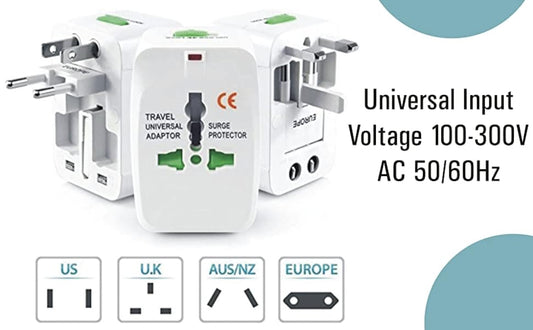 International Worldwide Universal Adapter 125V 6A & 13A (China/Europe/UK/USA/India)