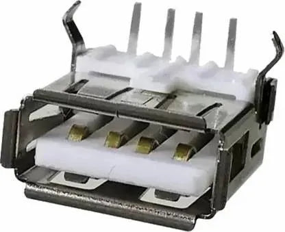 14mm Female USB A Connector 2 Straight Legs, 4 pin Right Angle (Iron body)