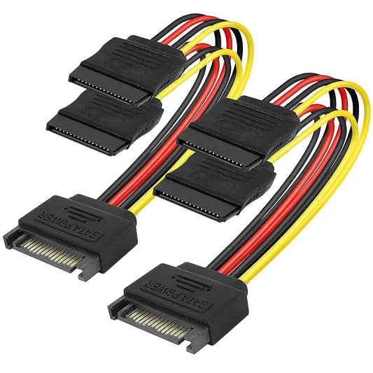 15 Pin SATA Power Y-Splitter Cable sata Male to Dual Female Cable for Hard Disk Drive Adapter Cable