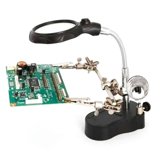 Multi-Function LED Magnifier with PCB Soldering Iron Stand Holder (35X & 12X)
