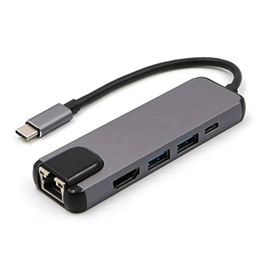 5-in-1 Type-C To Multiport Hub with 4K HDMI RJ45 LAN and Advanced USB 3.0 & Type-c with PD