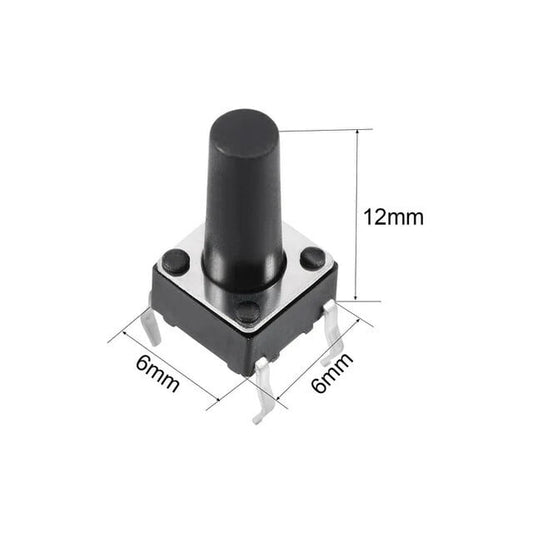 4Pin Round Button SPST Tactile Micro Switch-Height 12mm (Pack of 25)