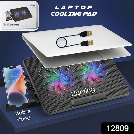 RGB Laptop Stand with (Double) Fan Cooling Pad With USB Connector