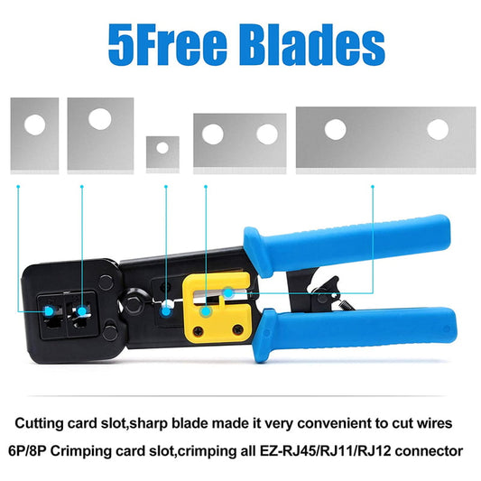 RJ45 Crimp Tool All-in-One Crimper for Pass-Through EZ Legacy RJ11 RJ12 RJ45 Connectors