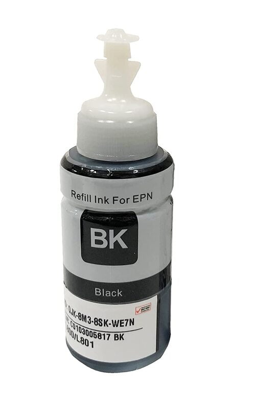 Refill Ink For Epson L800 L801 L805 L810 L850 L1800 Printer (Black)