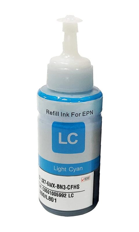 Refill Ink For Epson L800 L801 L805 L810 L850 L1800 Printer (Light Cyan)