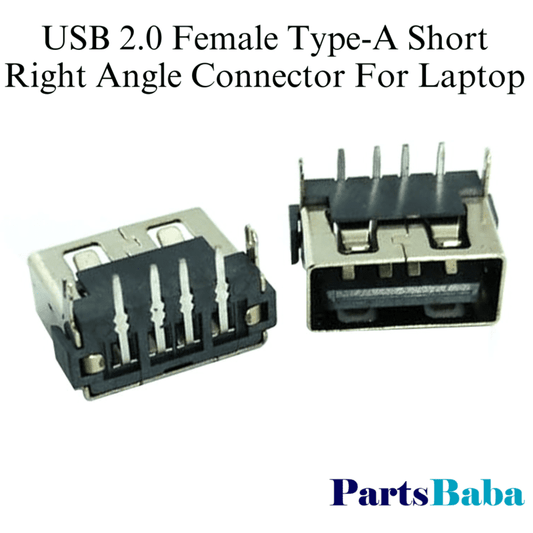 USB 2.0 Female Type-A Short Right-Angle Connector for Laptop