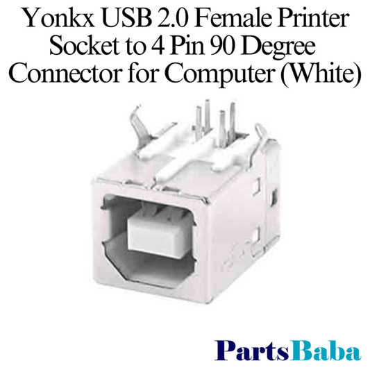 USB 2.0 Female Printer Socket to 4-Pin 90 Degree Connector for Computer (White)