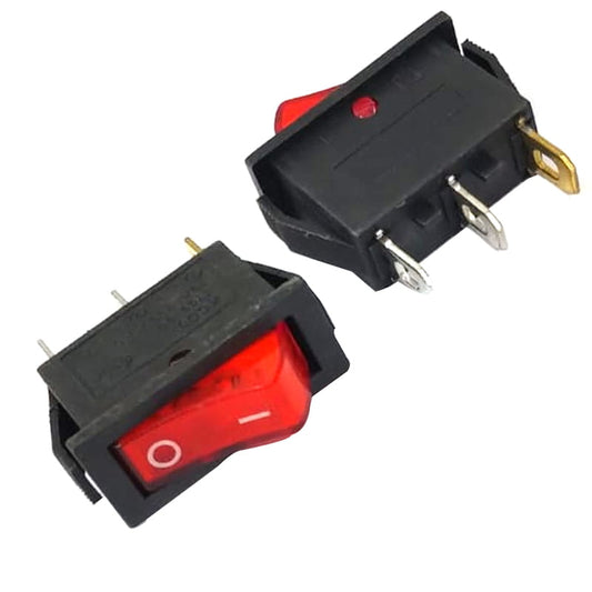 3 Pin 16A 250V With Red Light Rocker ON/OFF Switch
