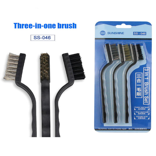 SS-046 3 in 1 Brush Set Golden Silver Anti-static
