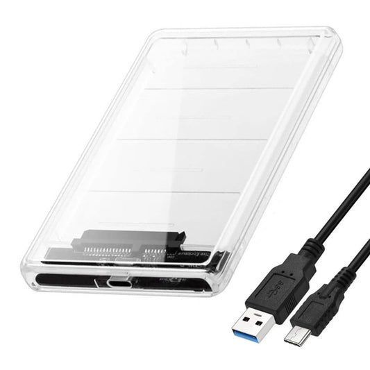 USB Type-C External Portable USB 3.0 to SATA Transparent Hard Drive Enclosure for 6.5cm (2.5 Inch) SATA HDD/SSD