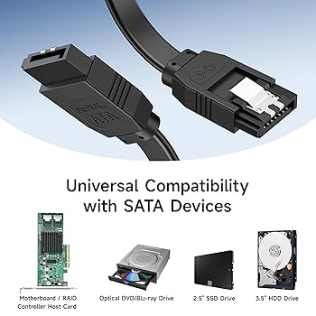 SATA III 6.0 Gbps Data Cable with Locking Latch for HDD & SSD