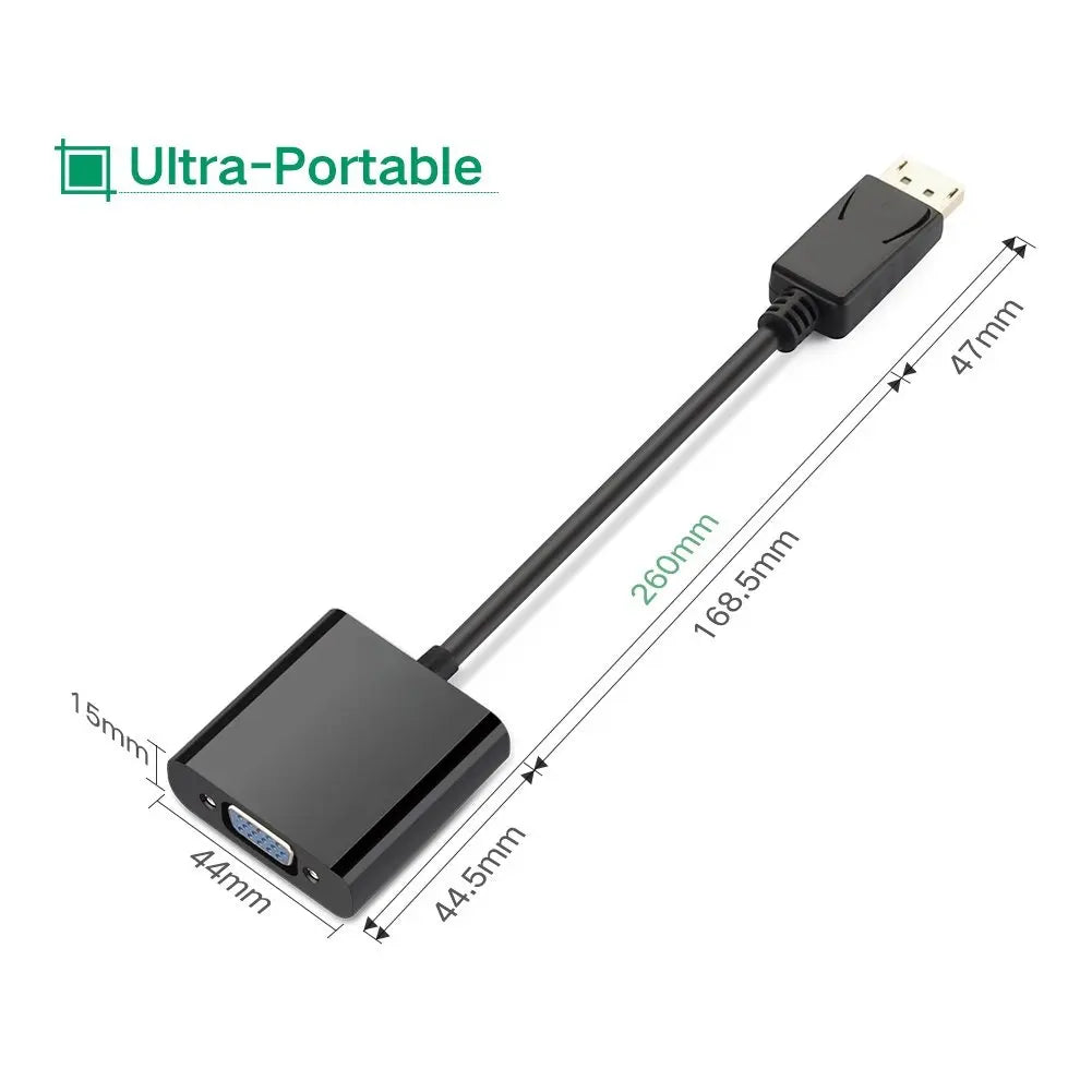 DP to VGA Adapter DP male to VGA Female Converter up to 1920x1080 @60Hz