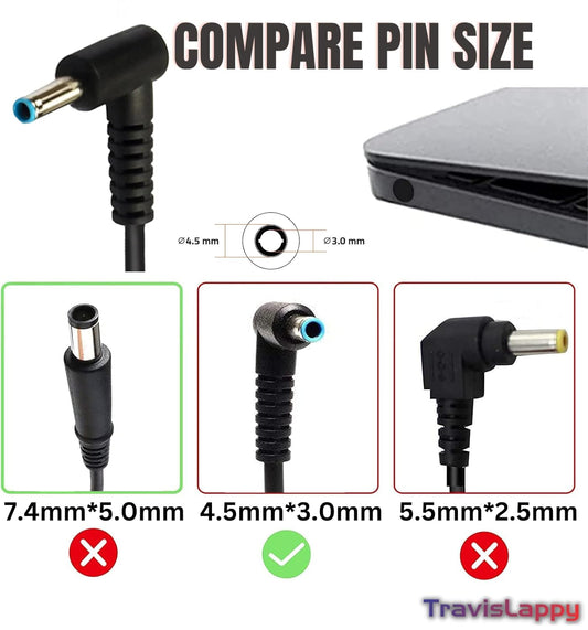 Laptop Adapter compatible for HP (90W 4.62A 19.5V) Blue Pin - 4.5mm x 3.0mm Pin | Suitable for Hp Pavilion 14-CF0000NE
