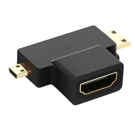 HDMI (F) to Micro HDMI (M) + Mini HDMI (M) Converter Adapter