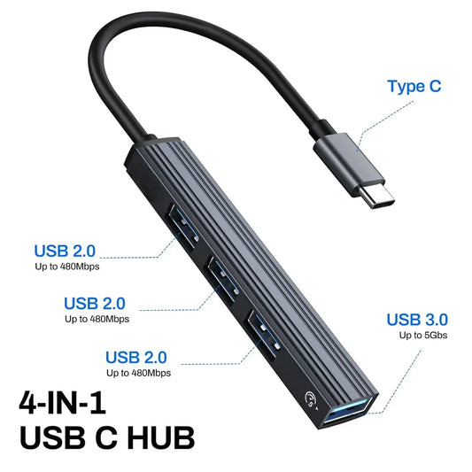 USB 3.0 + Type C Combo USB F 4 Point Hub