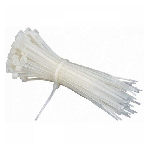Nylon Self-Locking Cable Ties - 150mm White Zip Wire Organiser (100pcs)