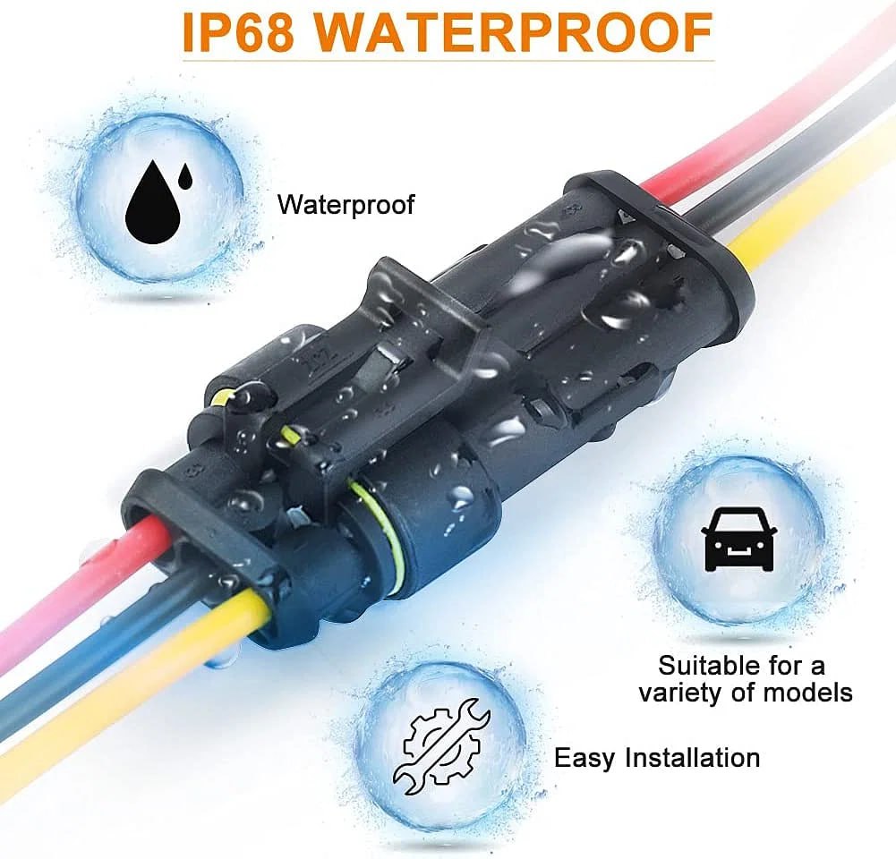 3 Pin Superseal AMP 1.5 Waterproof Automotive Connectors (Male & Female + Terminals + Seals) – IP Rated, RoHS & CE Approved