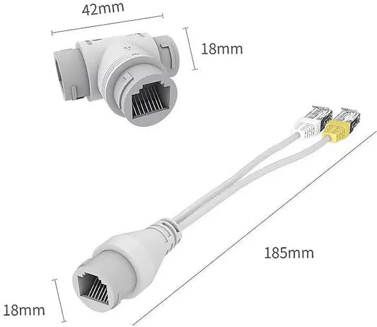 RJ45 POE Splitter/Multiplexer 2-in-1 Network Cabling Three-Way Connector