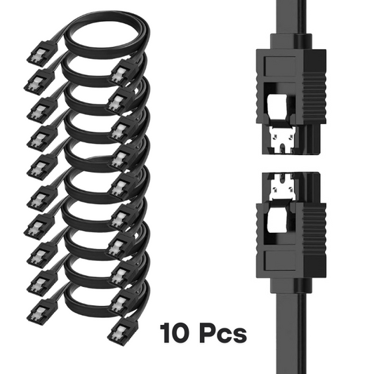 SATA III 6.0 Gbps Data Cable with Locking Latch for HDD & SSD (Pack of 10)