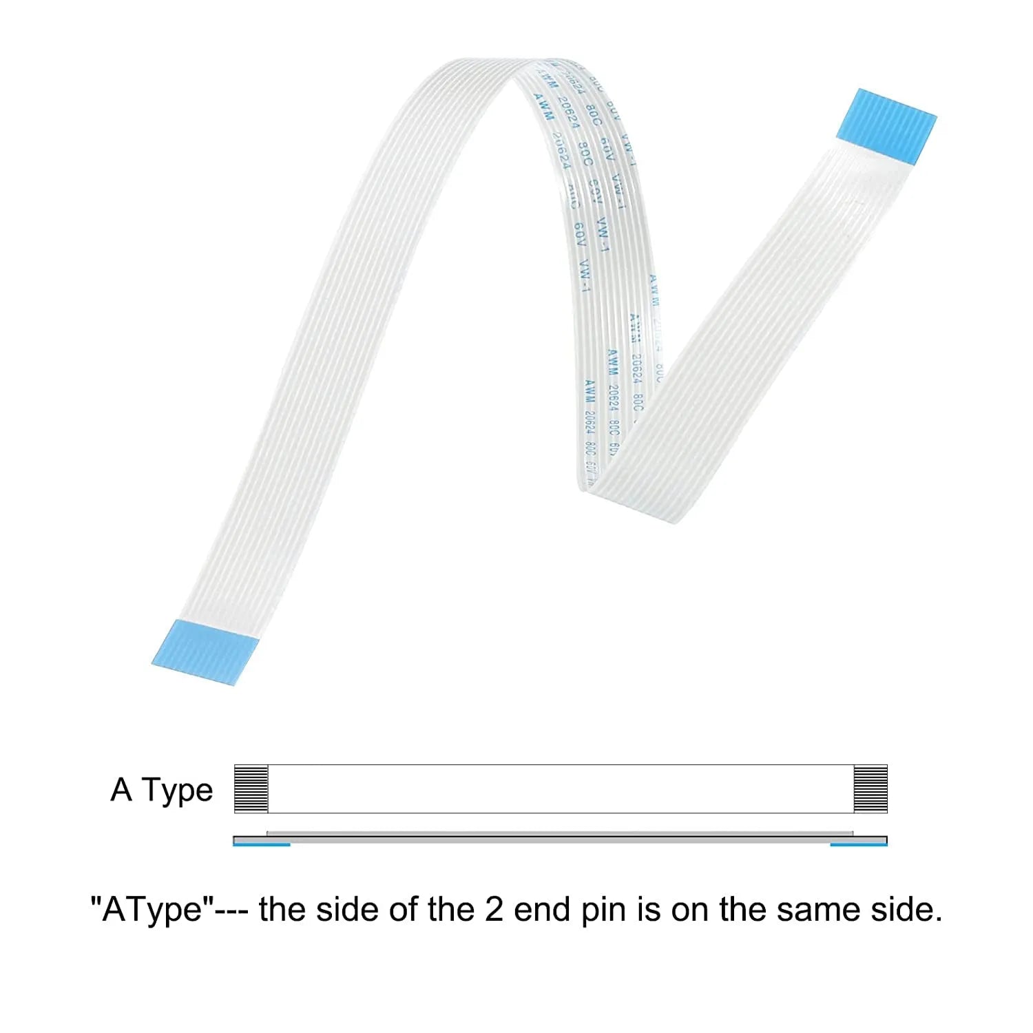 12 Pin 1mm Pitch 100mm Same Side FFC Ribbon Flexible Flat Cable