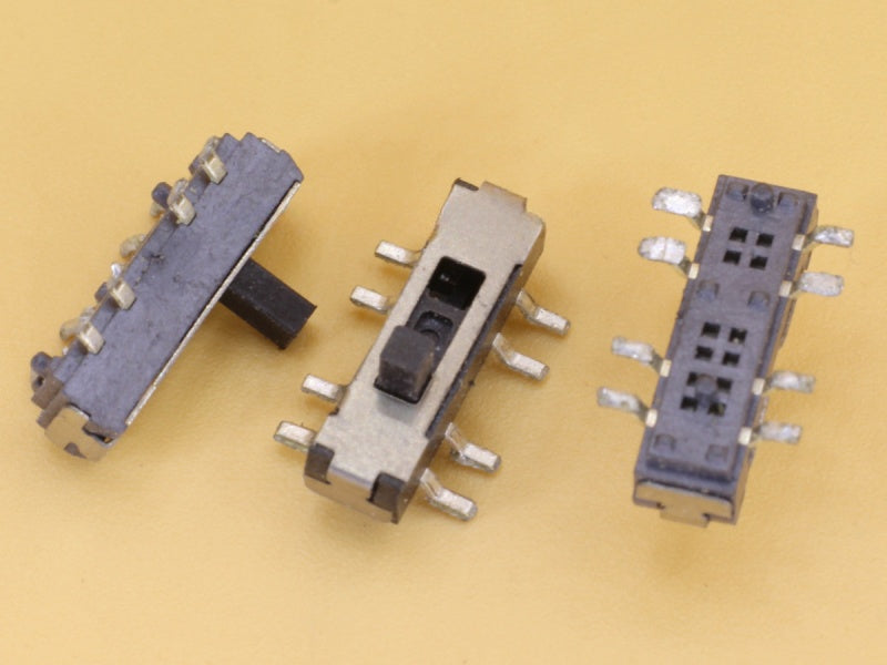 Slide Switch SMD Vertical - 8 pins - 2 circuits - 3 positions