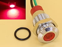 Red 10mm 12-24V DC Panel Mount Indicator LED with 15cm wire
