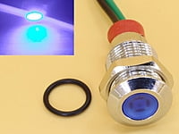 Blue 10mm 3-6V DC Panel Mount Indicator LED with 15cm wire