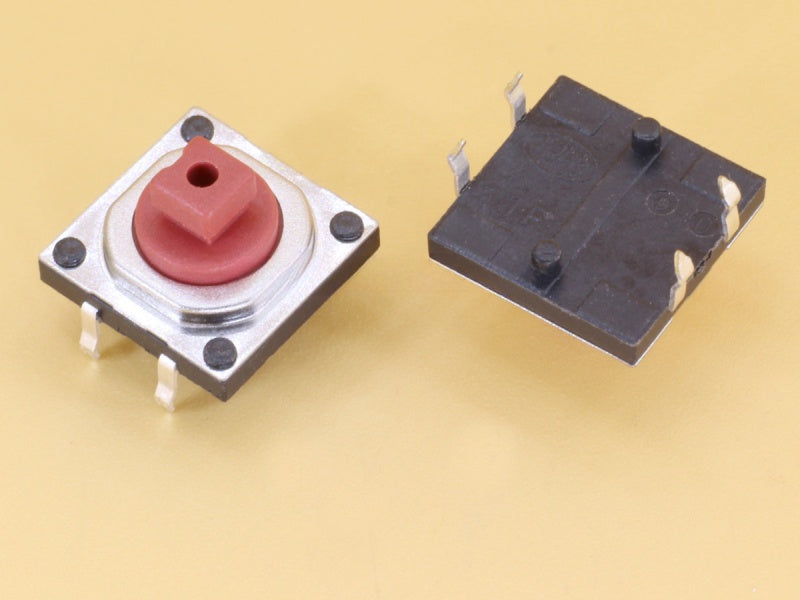 Tactile Switch 12x12x7.3mm Square Head Red 3.8 Through Hole