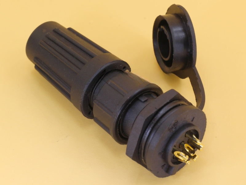 6P Waterproof Connector - Set of Panel Mount Male + Female with Dust Cap
