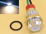 White 10mm 12-24V DC Panel Mount Indicator LED with 15cm wire