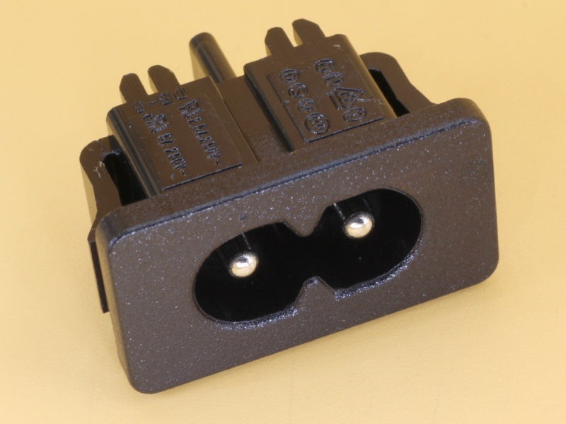 AC Socket 2P 2.5A 250V IEC320-C8 Male Panel Snap Mount
