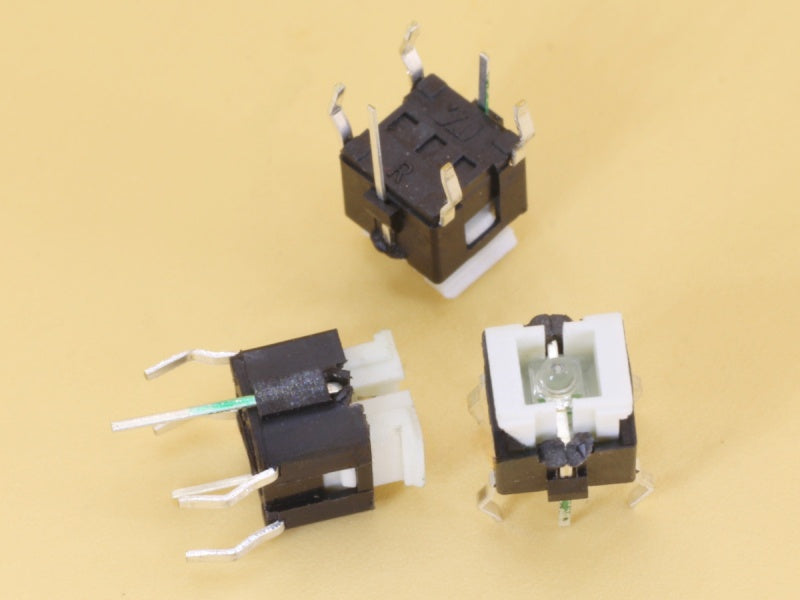 Switch 6x6x7.2mm Green LED Through Hole
