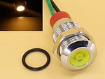 Yellow 10mm 12-24V DC Panel Mount Indicator LED with 15cm wire