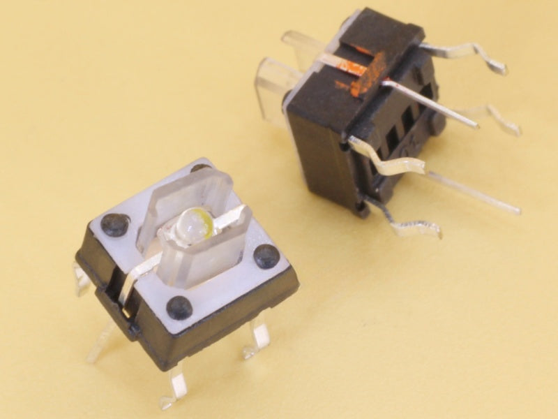 Switch 7x7x7mm TH with Yellow LED