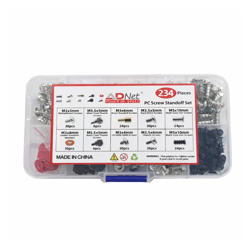 234 Pcs PC Screw Standoff Set for Computer Case, Motherboard & Fan Mounting