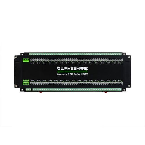 Industrial Modbus RTU 32-Ch Relay Module RS-485 Rail-Mount