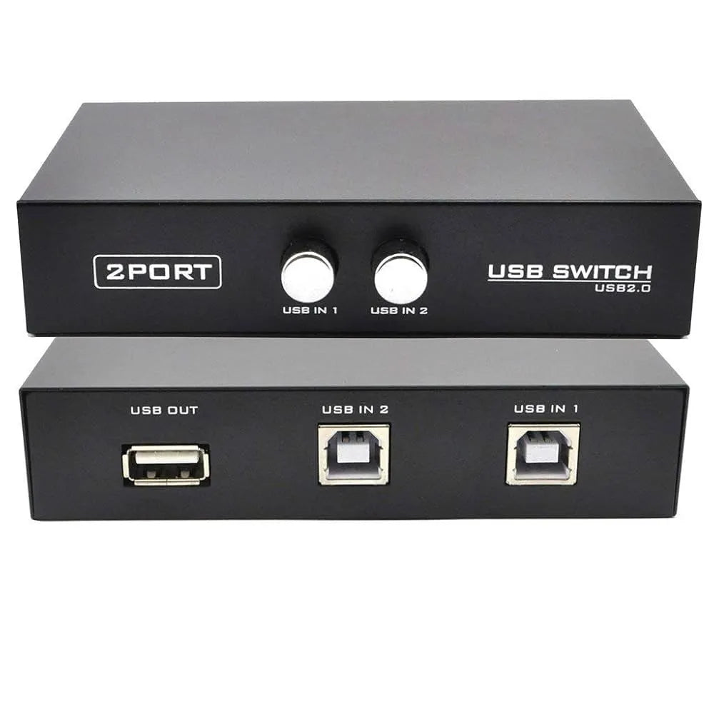 2 Port USB 2.0 Selector Switch Sharing Switcher Adapter Hub for Sharing 1 USB Device