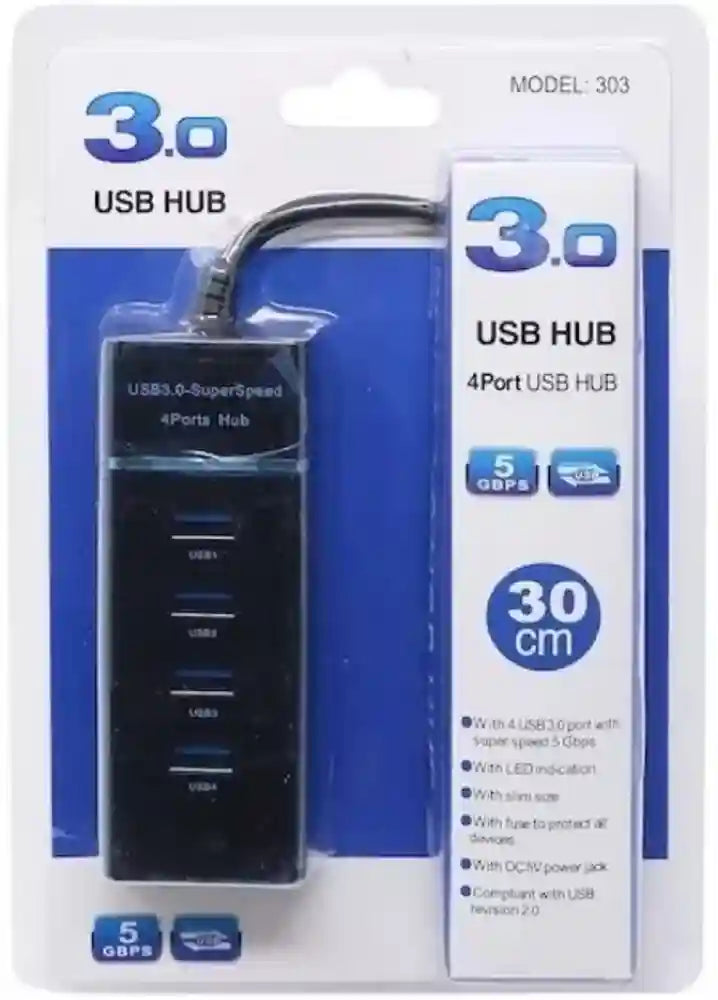 USB 3.0 Port With Super Speed 5 Gbps 4 Port USB Hub