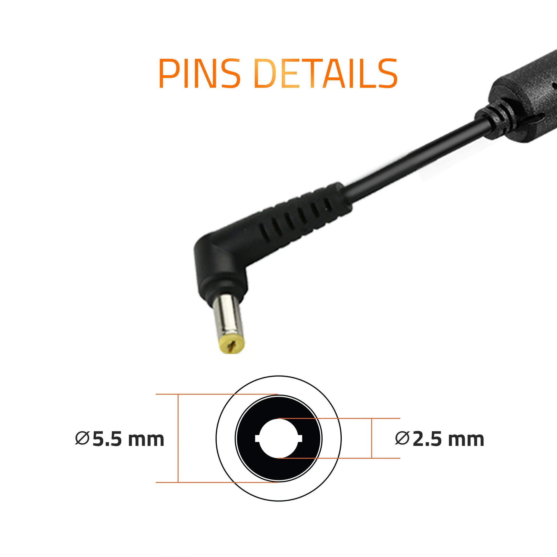 40W Laptop Adapter Compatible (20V, 2A) 5.5mm x 2.5mm (Power Cord Included)
