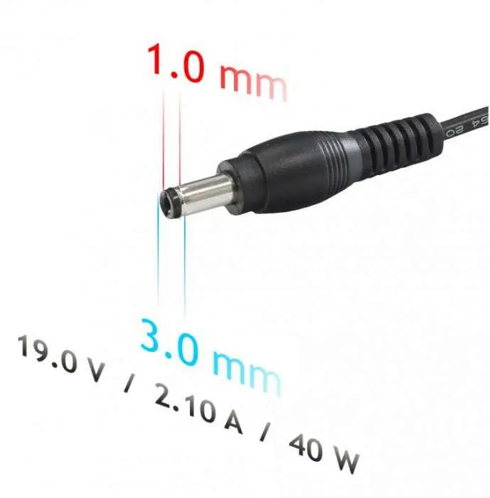 40W Laptop Adapter Compatible for Samsung (19V, 2.1A) 3.0mm x 1.0mm (Power Cord Included)