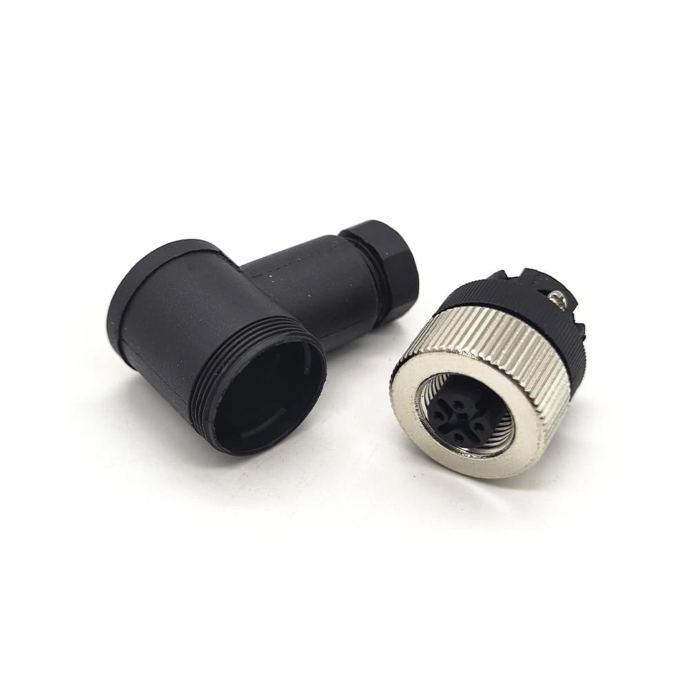 M12 Connector 4 pin Field Female Socket Right Angle Plastic Screw Locking Circular Sensor A- Coded Connectors for Cable Assembly