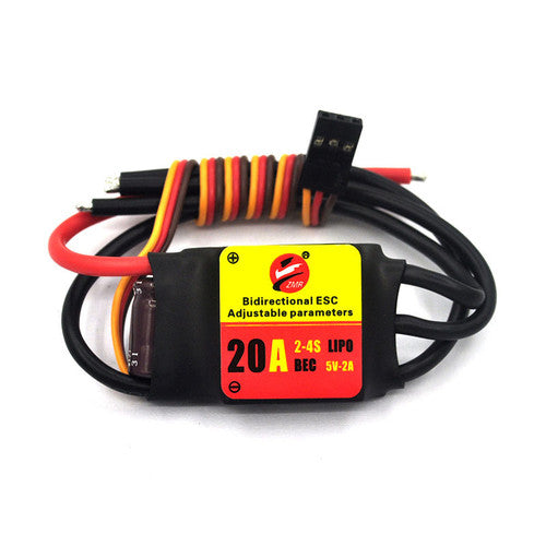 Bidirectional Adjustable ESC 20A 2-4s UBEC 2A 5V, for Remote Control Car Pneumatic Underwater Propeller