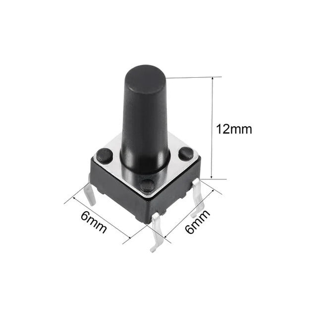 4Pin Round Button SPST Tactile Micro Switch-Height 12mm (Pack of 25)