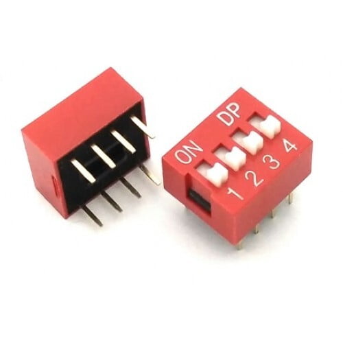 4 Way DIP Switch 2.54mm Pitch SPST 24V 25mA