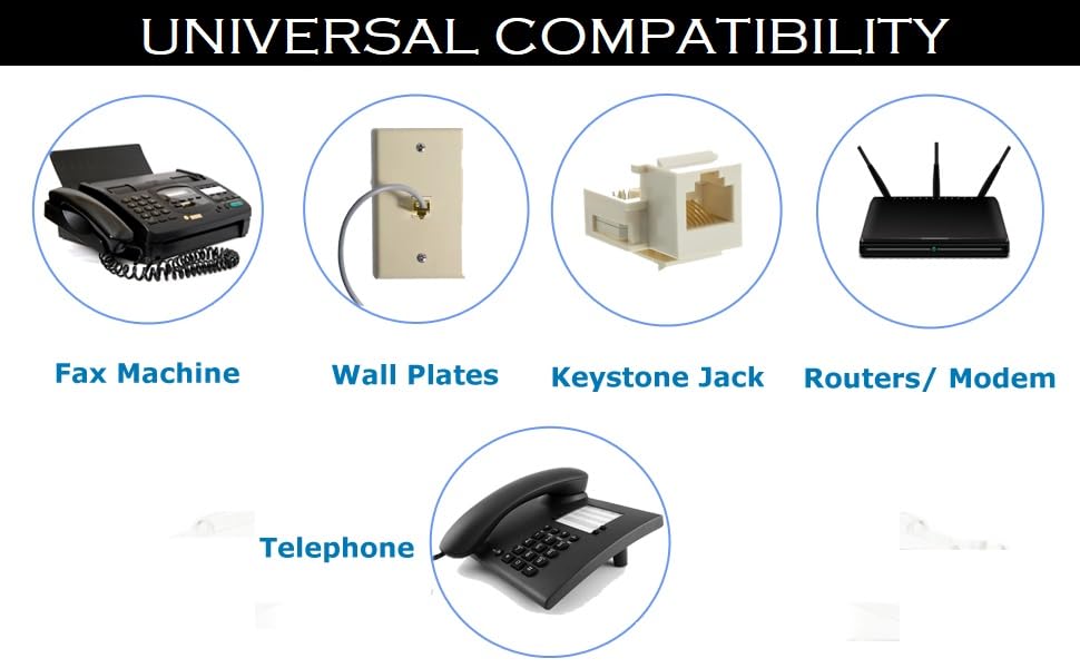 RJ11 Telephone Line Cable For Modem 5 Meter Black