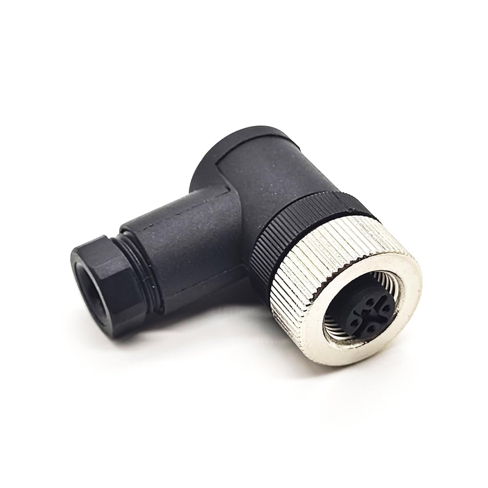 M12 Connector 4 pin Field Female Socket Right Angle Plastic Screw Locking Circular Sensor A- Coded Connectors for Cable Assembly