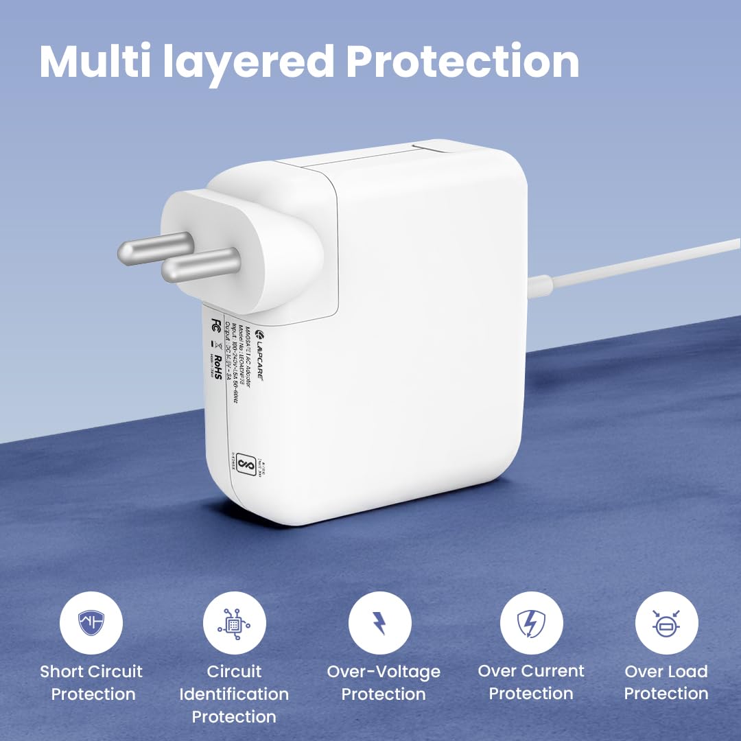 60W Laptop Adapter Compatible for MagSafe-1 (L-Shape Pin) (16.5V, 3.65A) for Apple MacBook Pro