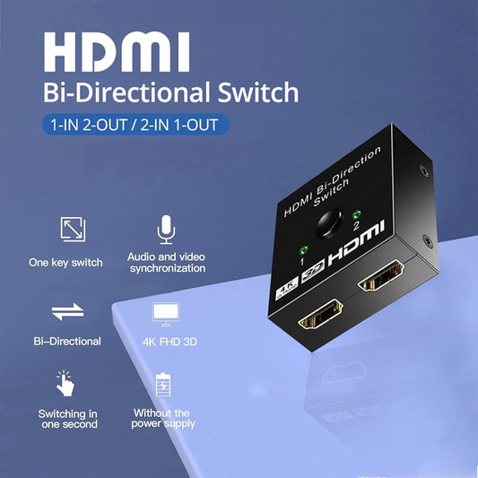 HDMI Switch 2 in 1 Out 4K 60hz HDMI Switcher 2 Port Bi-Directional Splitter