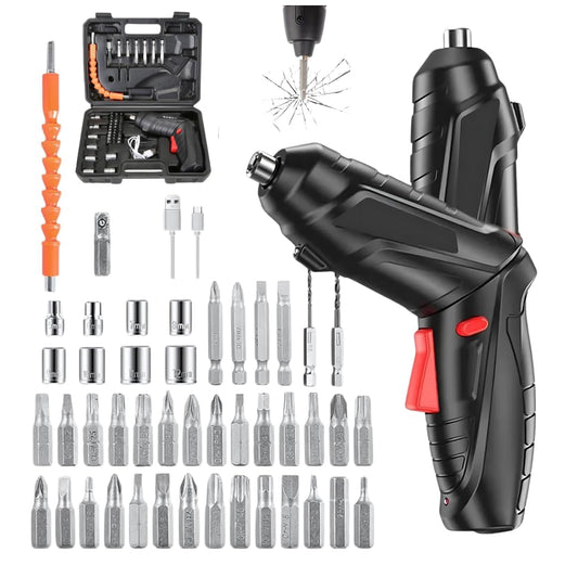 Electric Screwdriver-Drill Set | Portable, Cordless & USB-Rechargeable | 44 Driver-bits